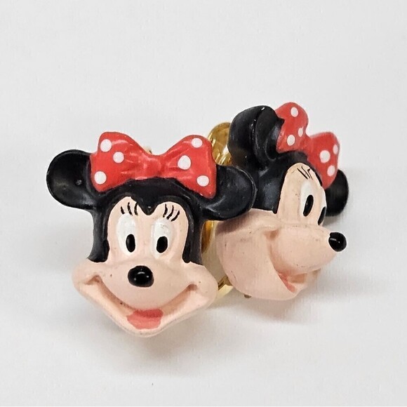 VINTAGE NEW Disney Minnie Mouse Head Clip Clip-On Earrings - Picture 1 of 4